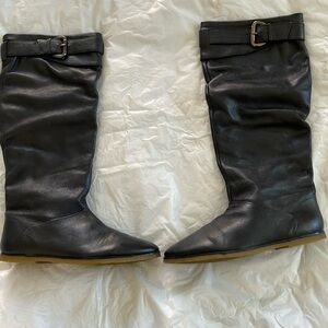Zara Leather Boots in Black Size-EU 39/USA 9
